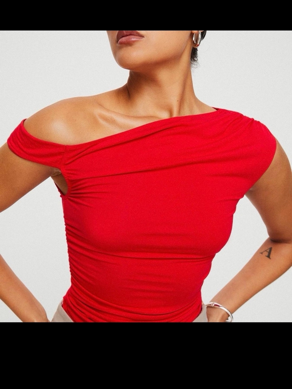 Princess Polly Red One-Shoulder Ruched Tank - Picture 4 of 4